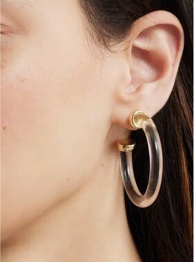 Nordstrom Clear Hoop Earrings with Gold-Tone Accents